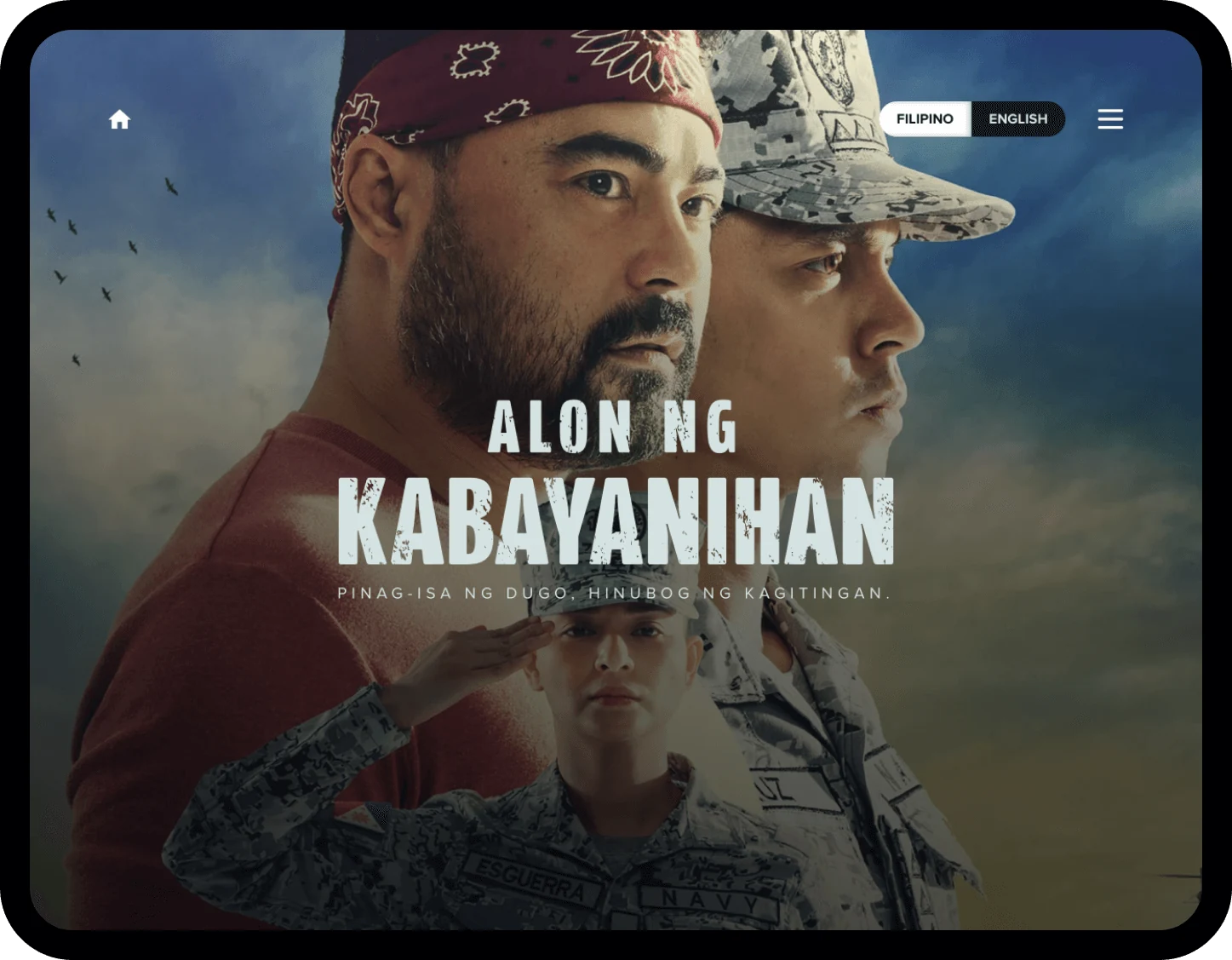 Widescreen screenshot of the Alon ng Kabayanihan campaign website built by Dthree Digital.
