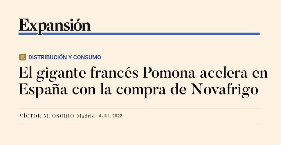 Pomona adquiere NOVAFRIGO con NORGESTION como Asesor Financiero