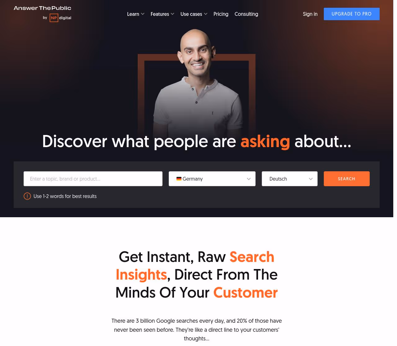 AnswerThePublic homepage screenshot