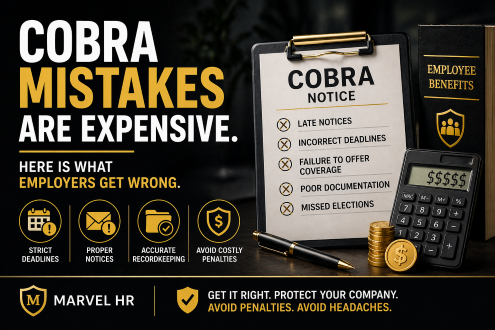 COBRA violations carry IRS excise taxes of $100 to $200 per day per affected beneficiary and separate DOL civil penalties of up to $110 per day, with both running simultaneously from the date a required notice should have been sent. Most violations are not intentional failures but process breakdowns around the 44-day notice window, incorrect premium calculations, and missed qualifying events, and outsourcing COBRA administration to a third party does not eliminate the employer's legal liability when errors occur. For Southeast businesses managing benefits administration in-house, a missed notice on a single termination can generate five-figure penalties before the issue is even identified, making this one of the clearest cases where HR outsourcing or PEO services provide direct financial protection.