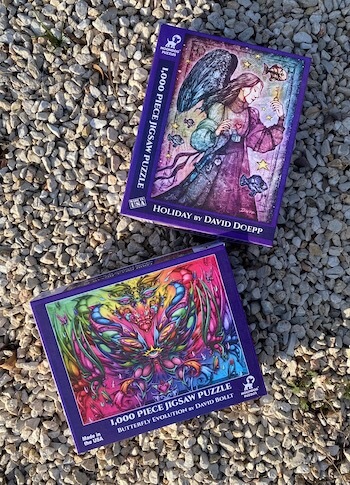 Holiday puzzle box and Butterfly Evolution puzzle box