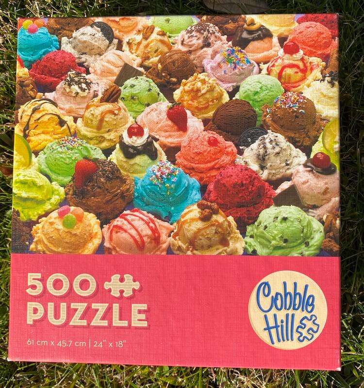Puzzle Bo showing many different colored scoops of ice cream with different toppings