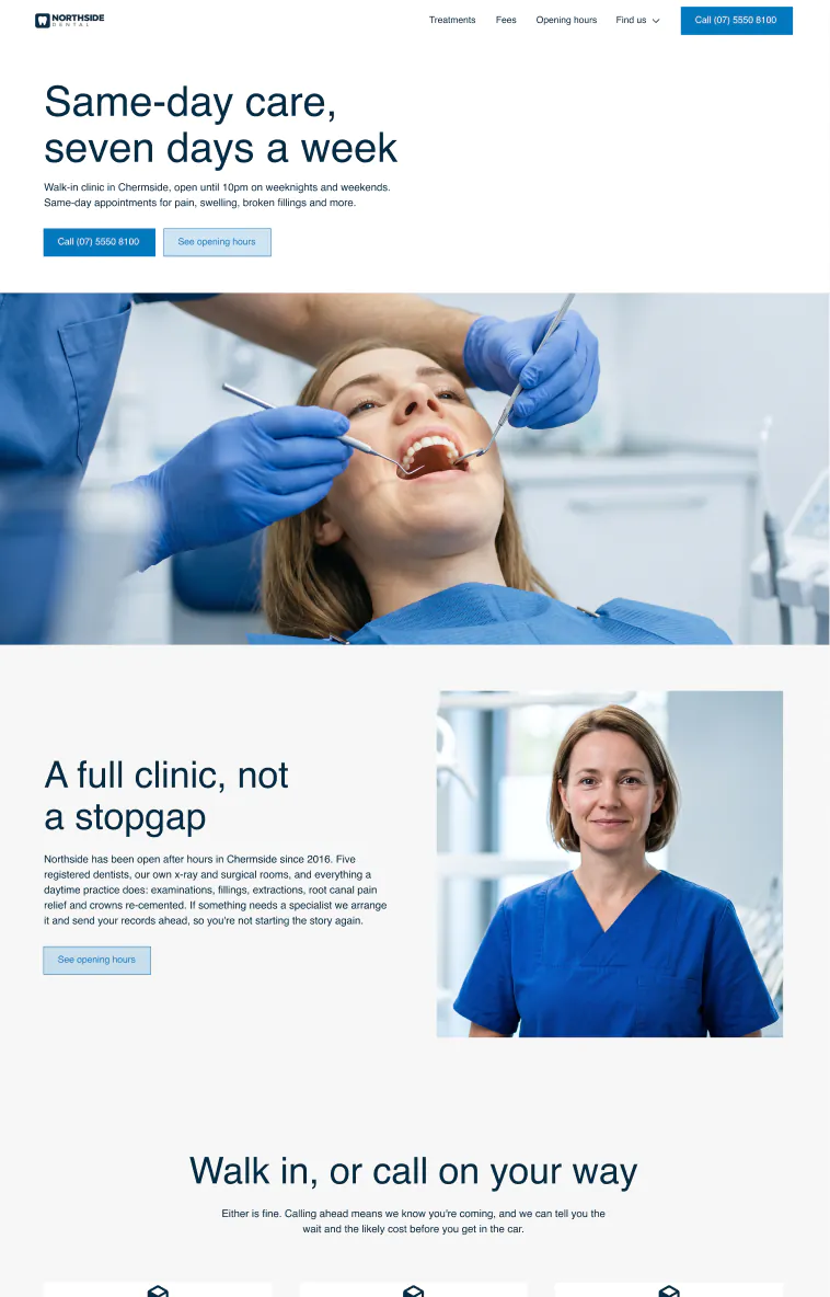 Northside dental website built with Relume