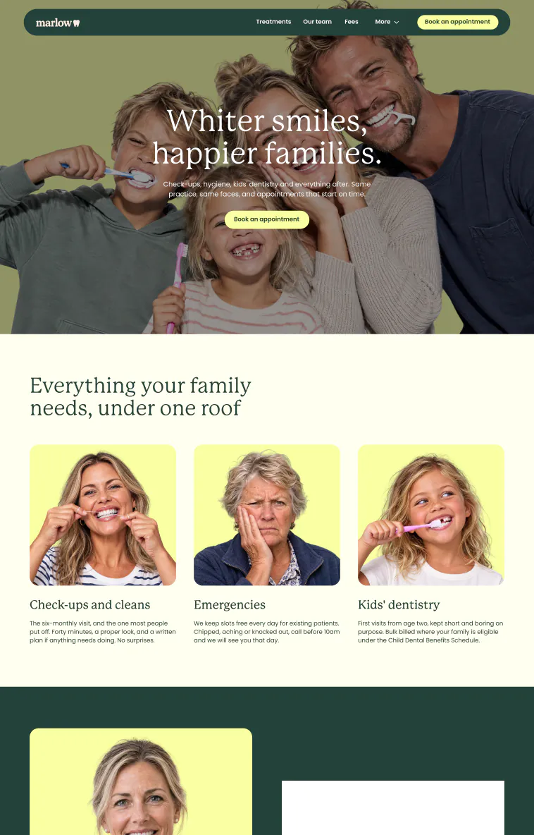 Marlow Dental website built with Relume