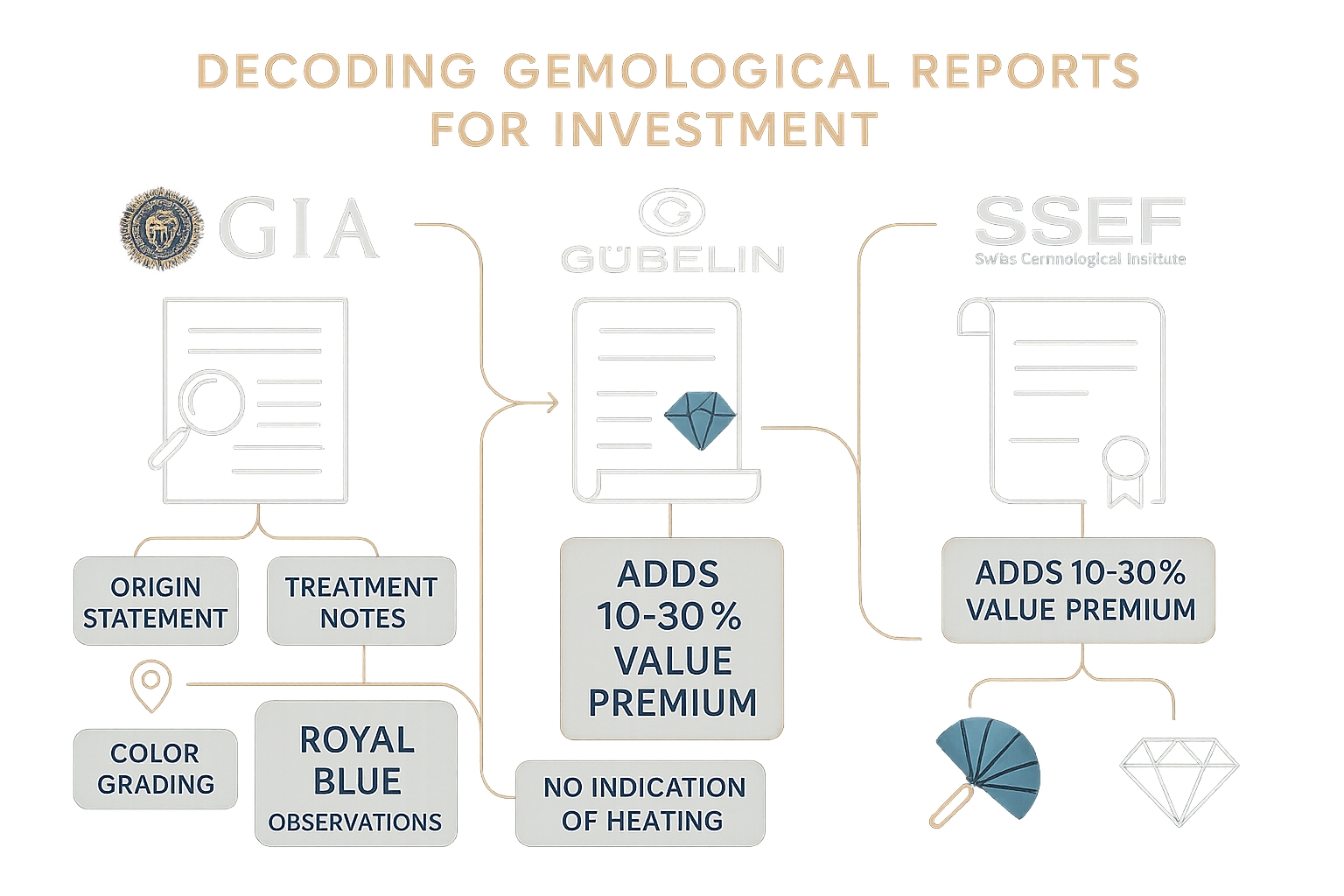 Understanding the nuances of top gemological labs’ reports builds confidence and trust by validating sapphire authenticity, origin, and treatment — essential for high-value investment decisions.