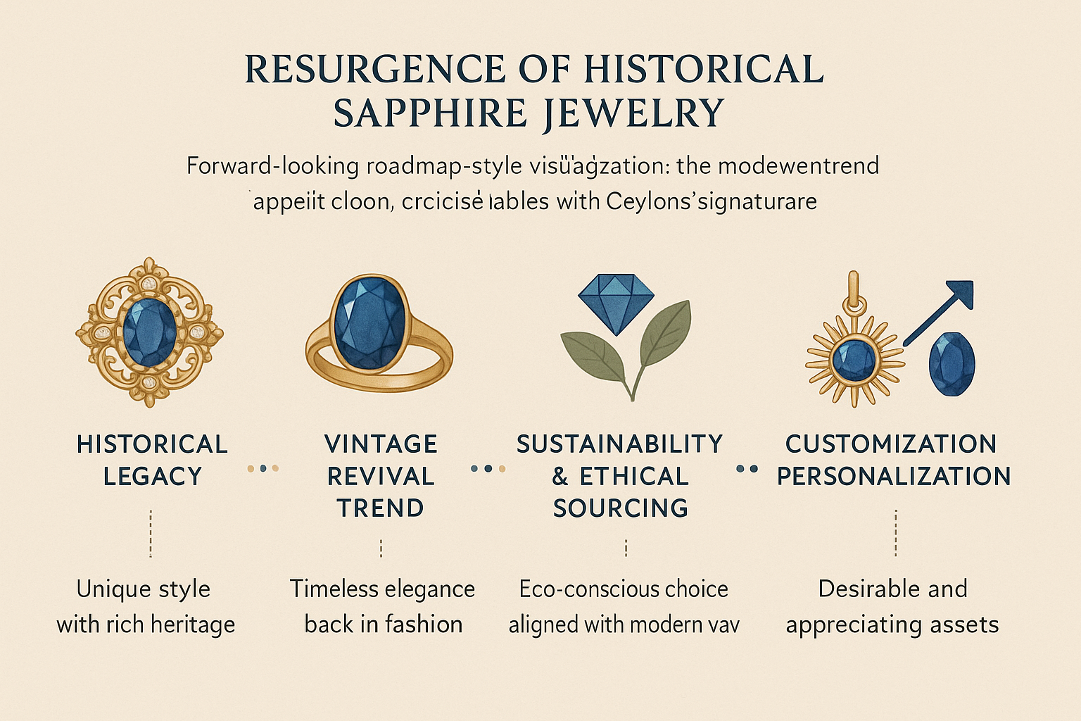 Roadmap zur Vintage-Wiederbelebung historischer Saphirschmuckkunst als nachhaltige, personalisierte und wertbeständige Investmentwahl.