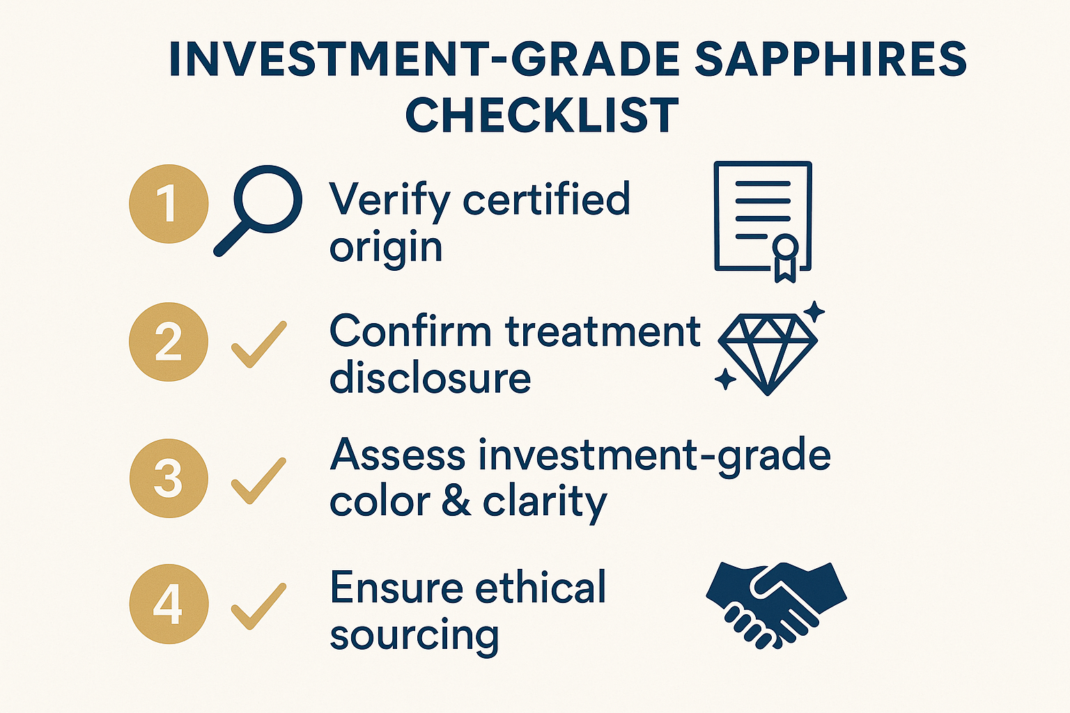 A comprehensive checklist helping investors systematically assess sapphire quality and authenticity supports confident, well-informed purchase decisions.