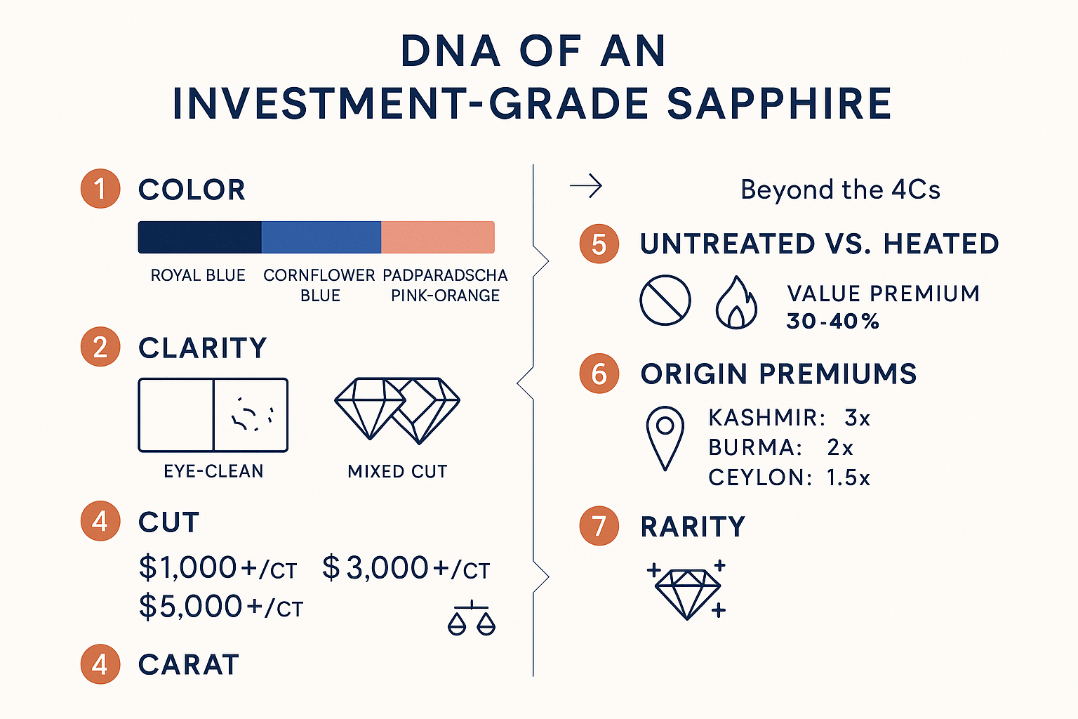 Break down the essential quality and value factors that define investment-grade sapphires, highlighting key differentiators that impact long-term appreciation.