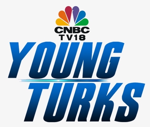 CNBC TV18 logo above bold blue text reading 'YOUNG TURKS' on a white background.