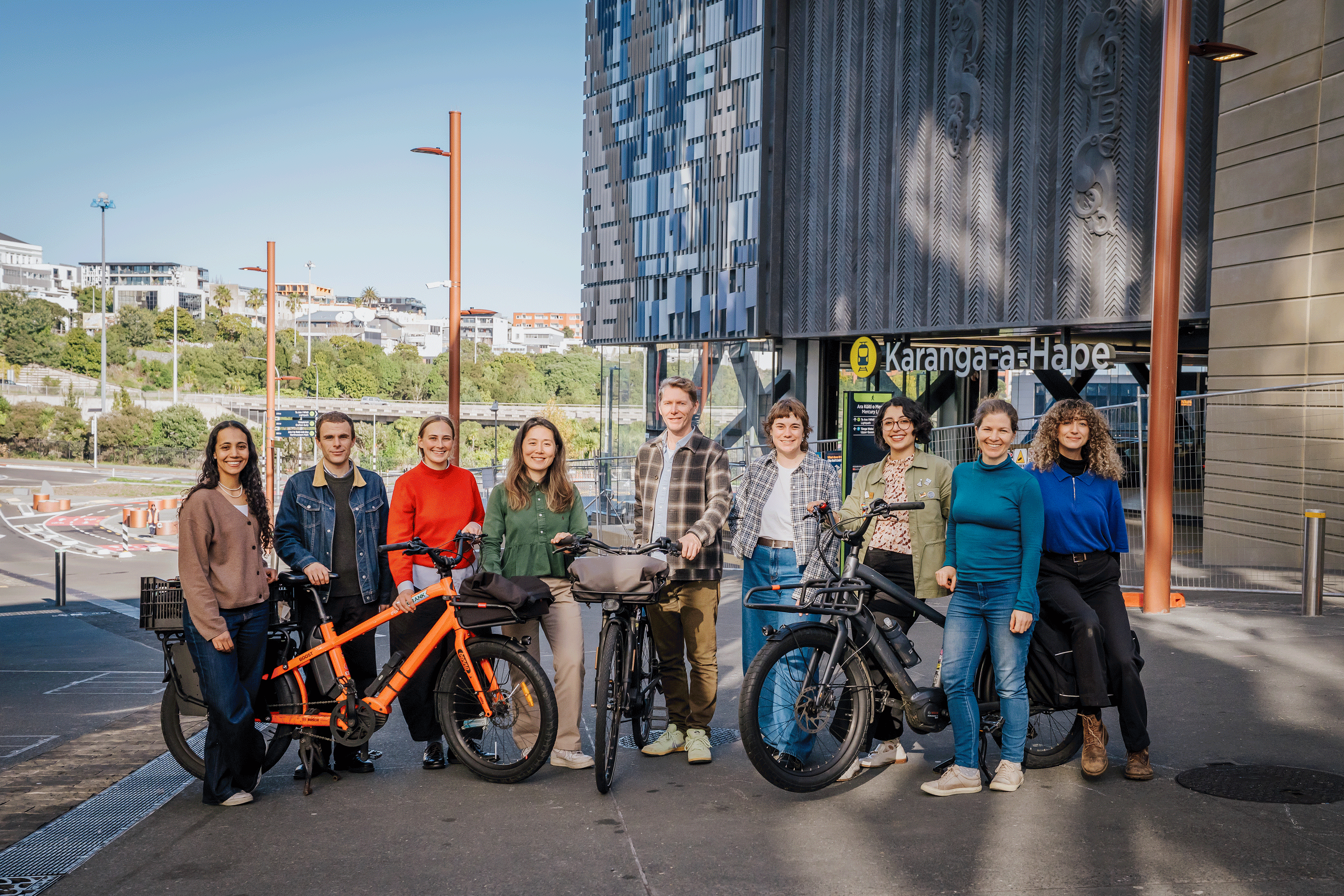 Team photo in front of the Karanga-a-Hape CRL station