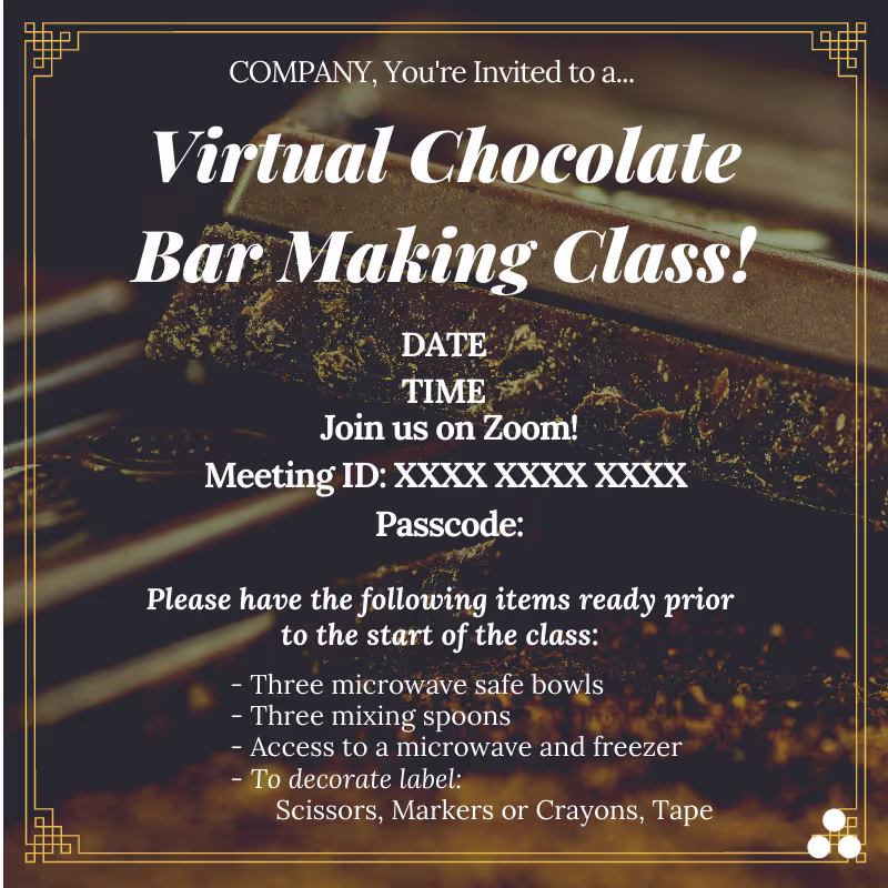 Chocolate Bar Making Class - Event Invitation Sample