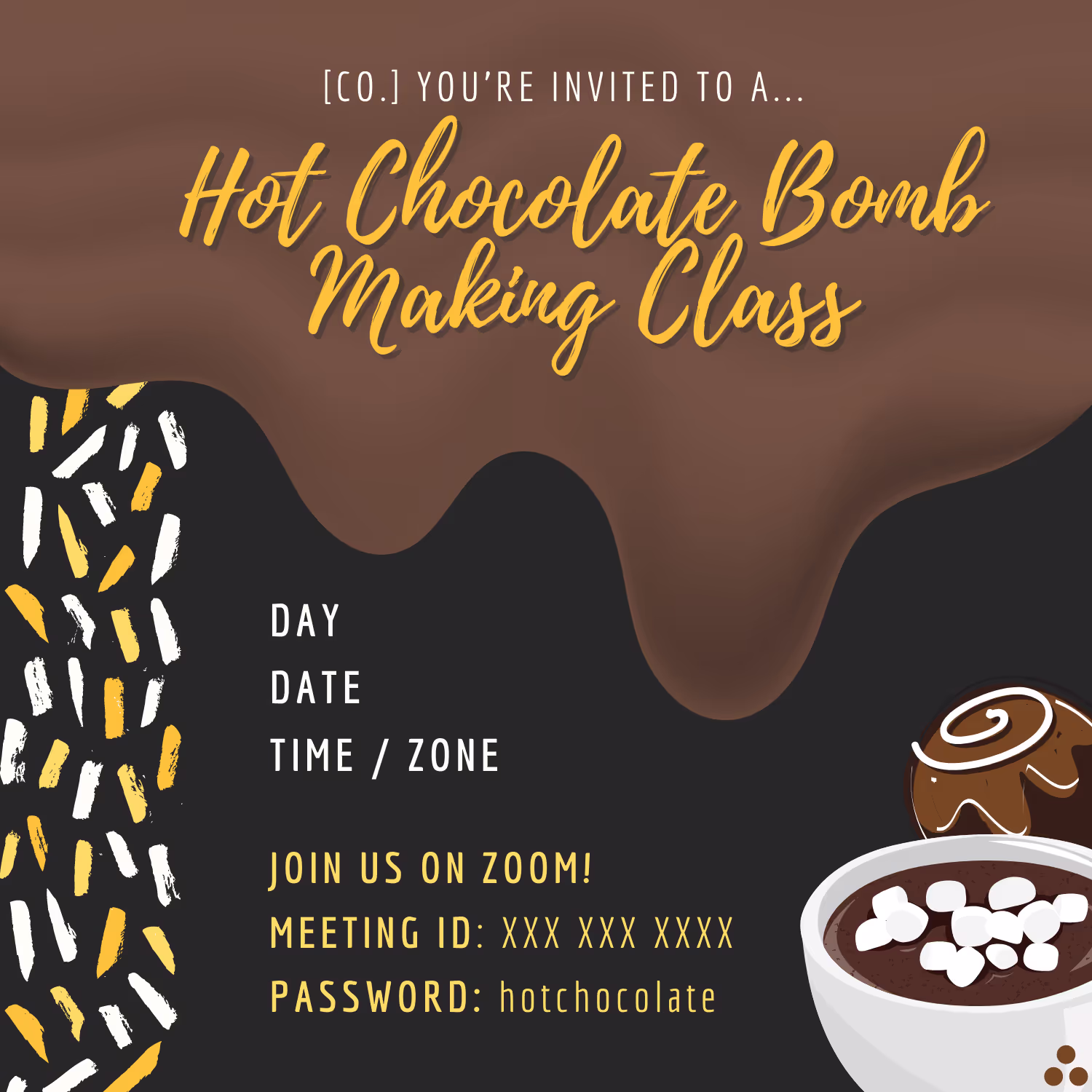 Hot Chocolate Bomb Making Class - Event Invitation Sample