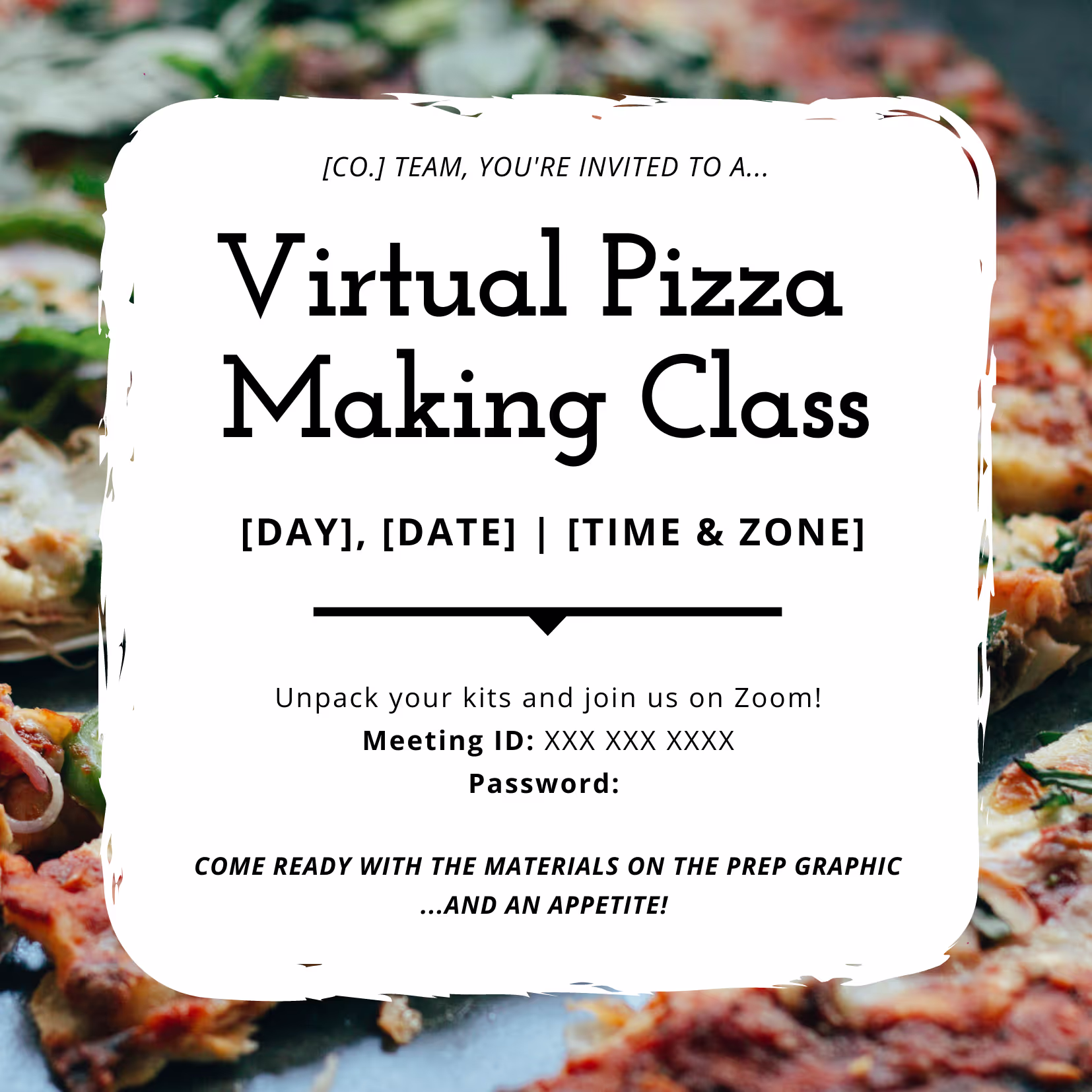 Italian Cooking Class - Event Invitation Sample