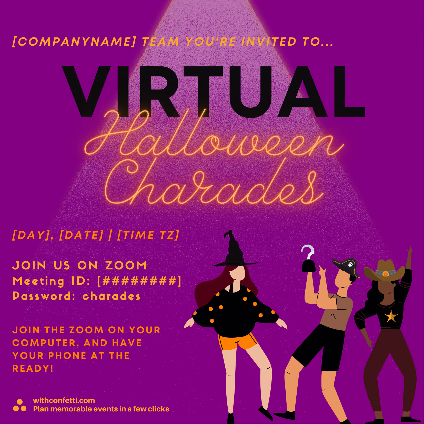 Halloween Charades - Event Invitation Sample