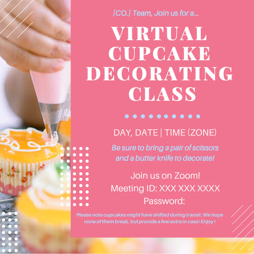 Cupcake Decorating Class - Event Invitation Sample