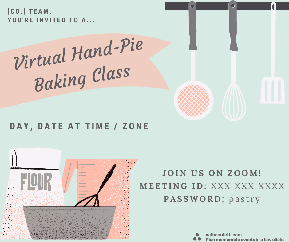 Hand Pie Baking Class - Event Invitation Sample