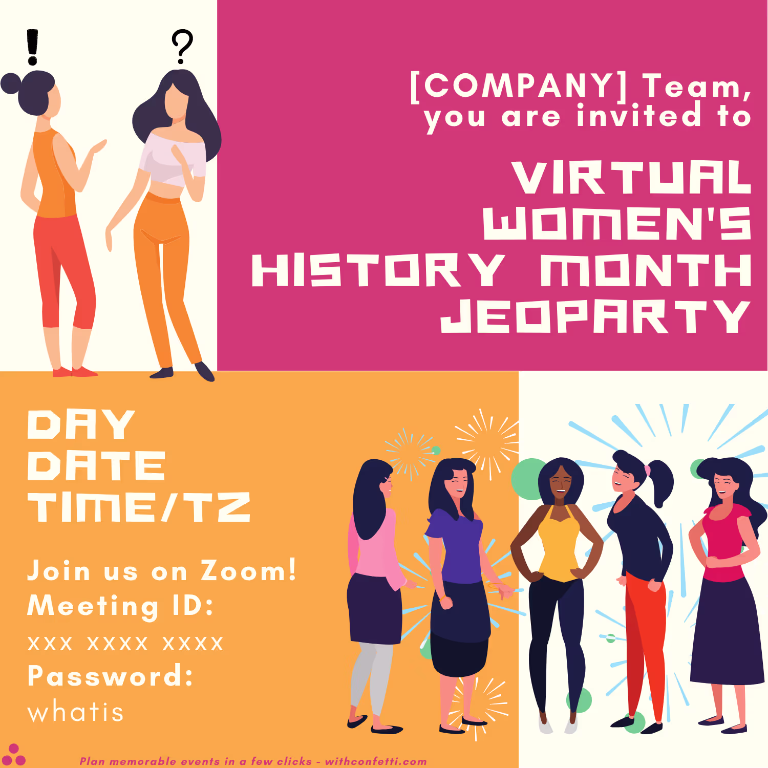 Women's History Jeoparty - Event Invitation Sample