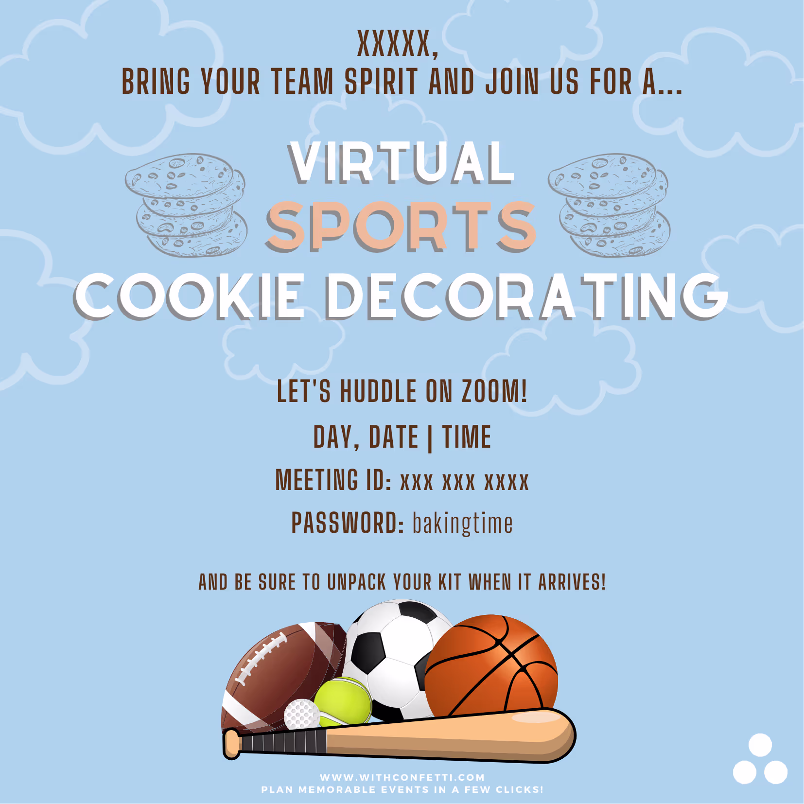 Sports Cookie Decorating - Event Invitation Sample