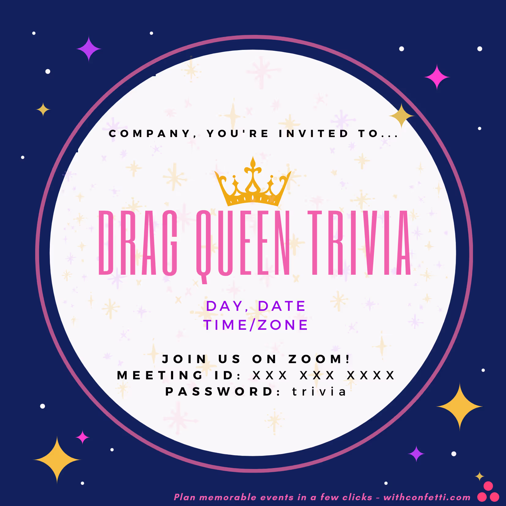 Drag Queen Trivia - Event Invitation Sample