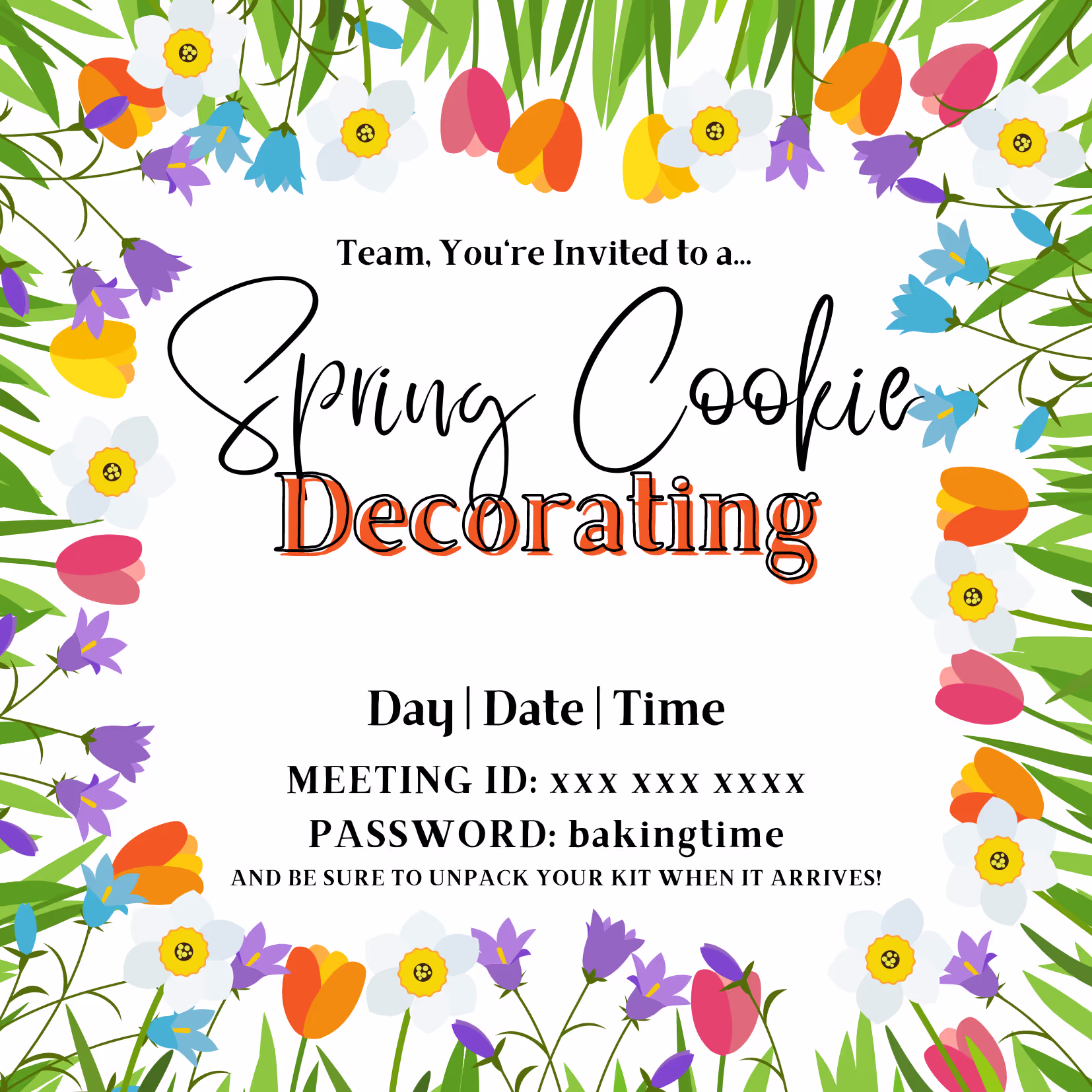 Spring Cookie Decorating - Event Invitation Sample