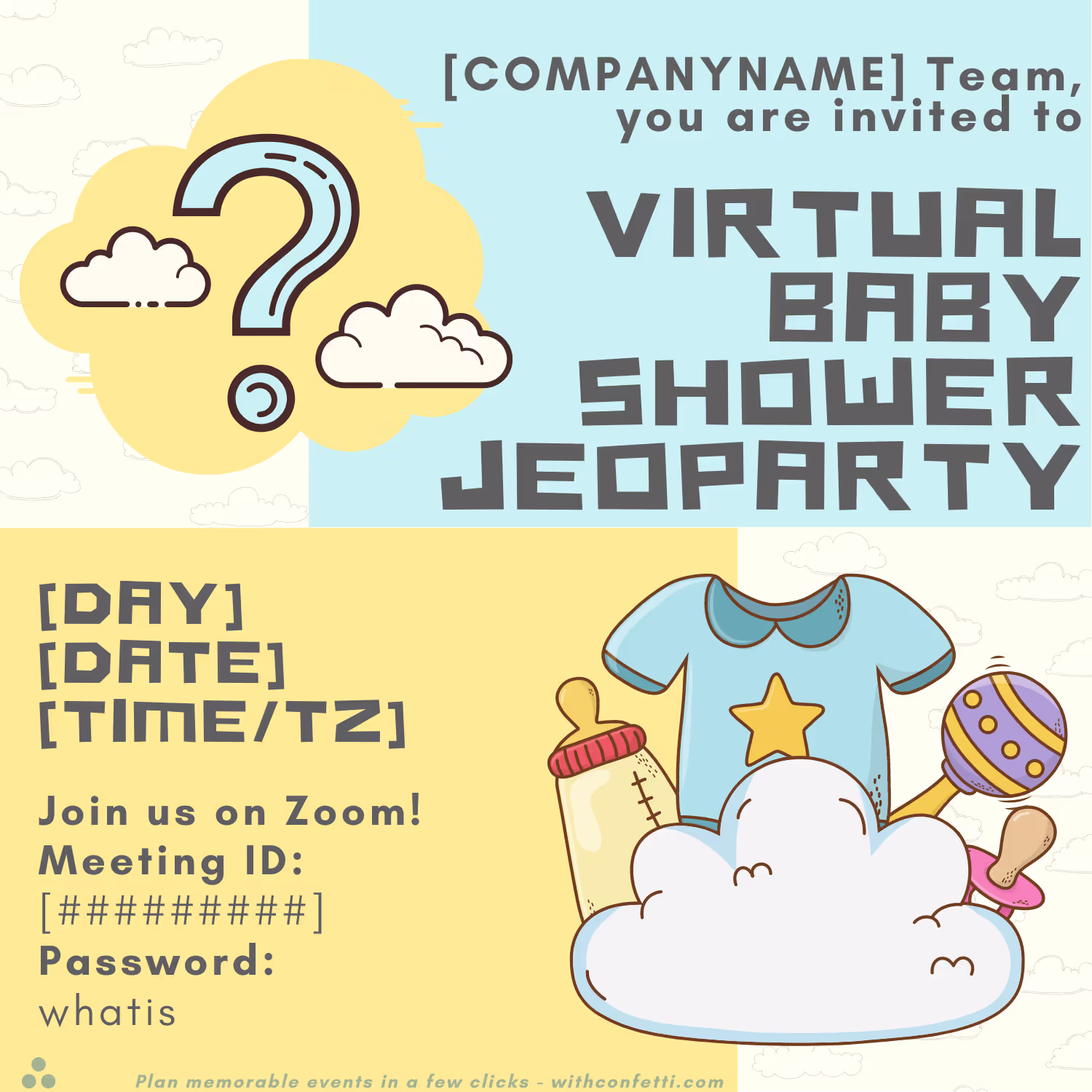 Baby Shower Jeoparty - Event Invitation Sample