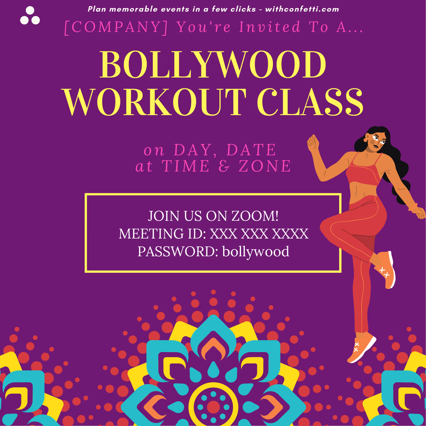 Bollywood Workout - Event Invitation Sample