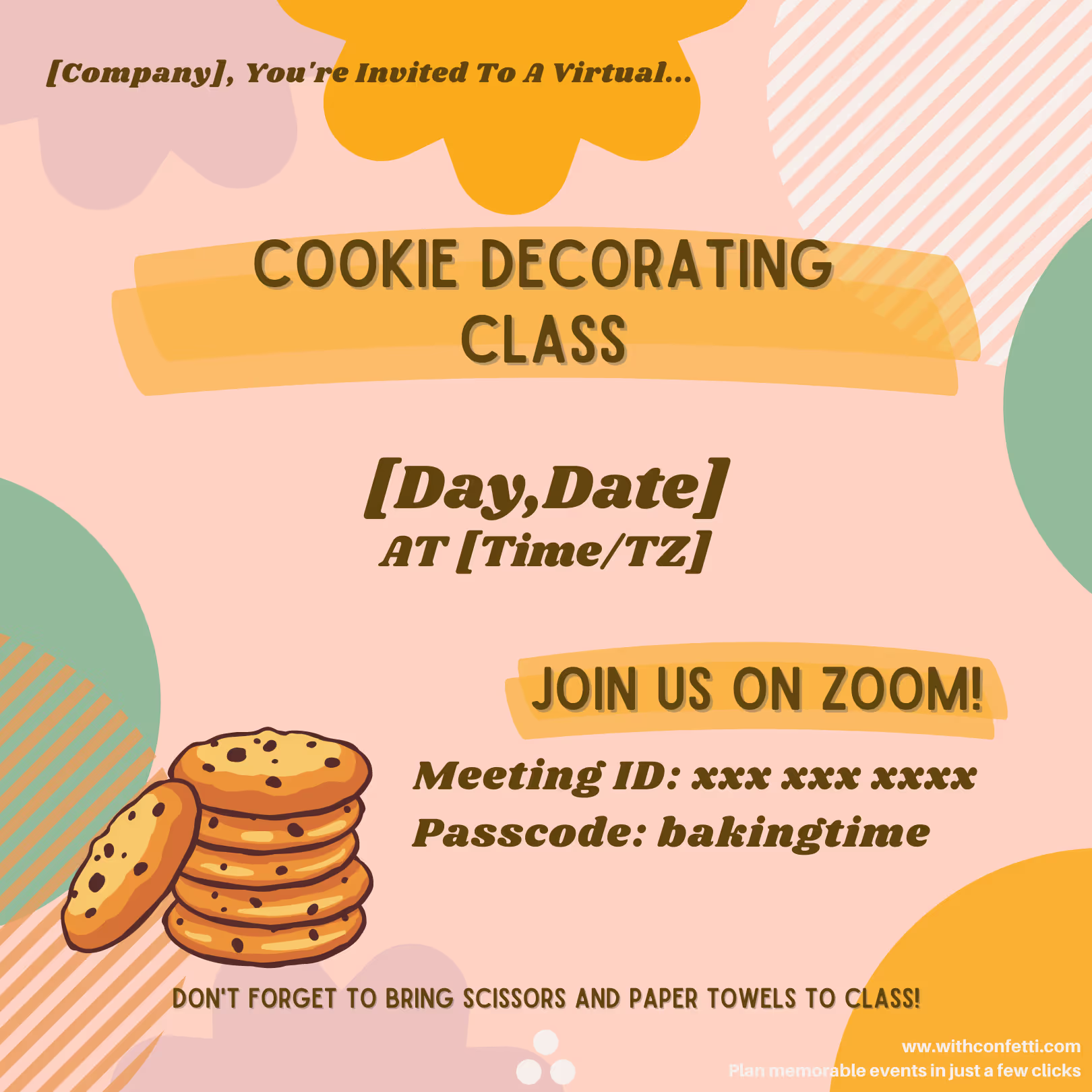 Custom Cookie Decorating - Event Invitation Sample