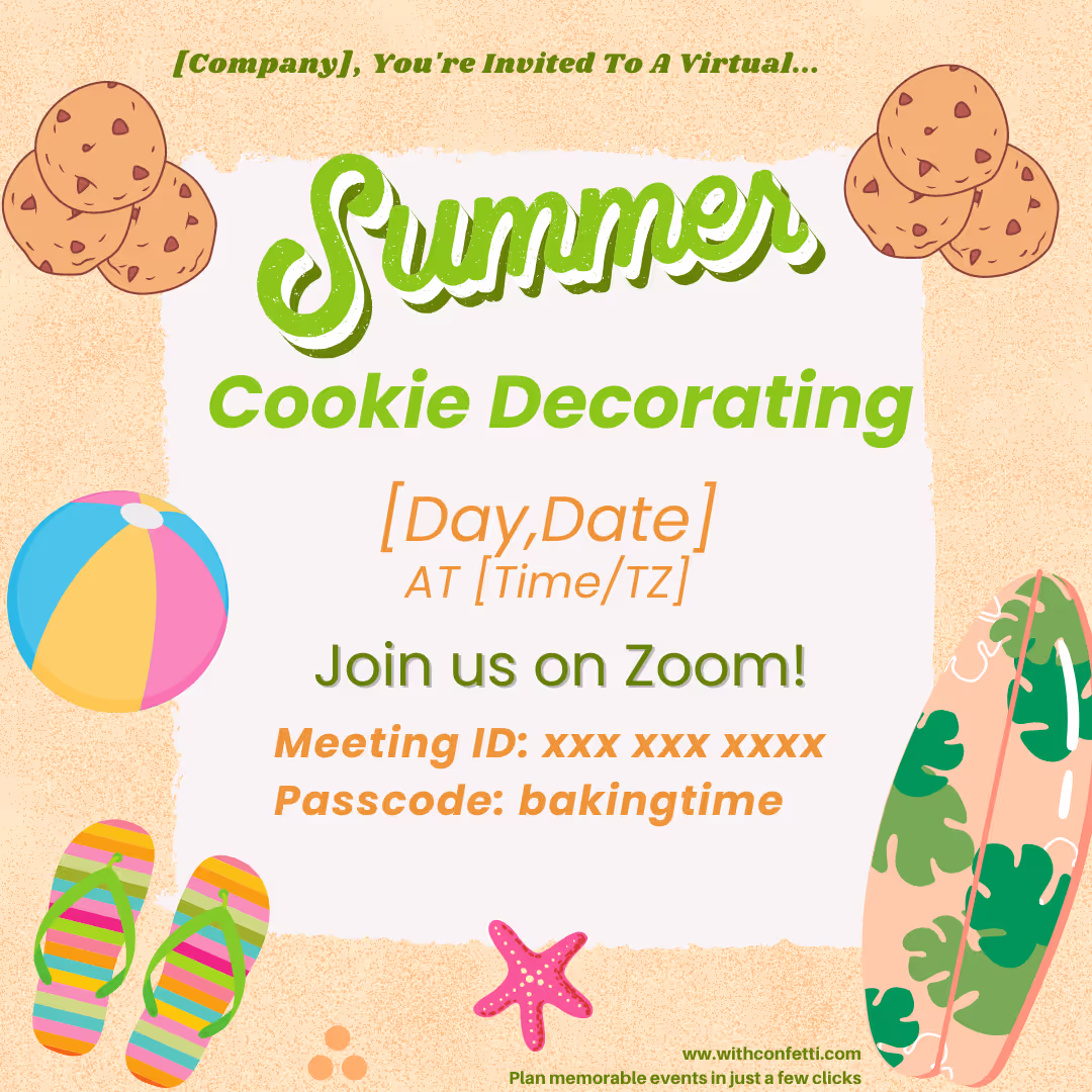 Summer Cookie Decorating - Event Invitation Sample