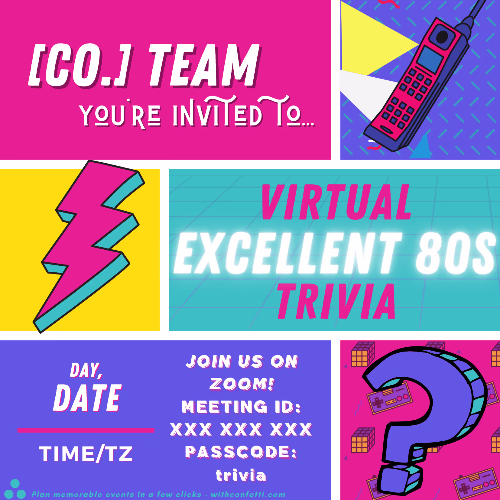 Excellent 80s Trivia - Event Invitation Sample