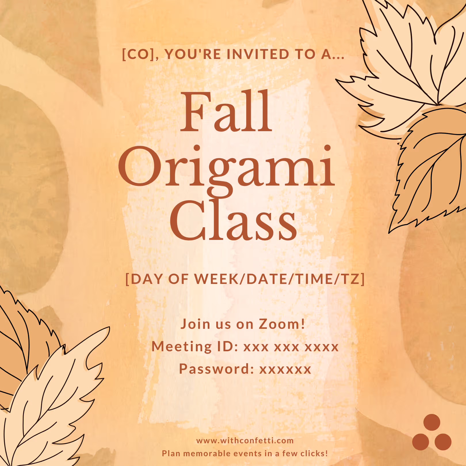 Fall Origami Class - Event Invitation Sample