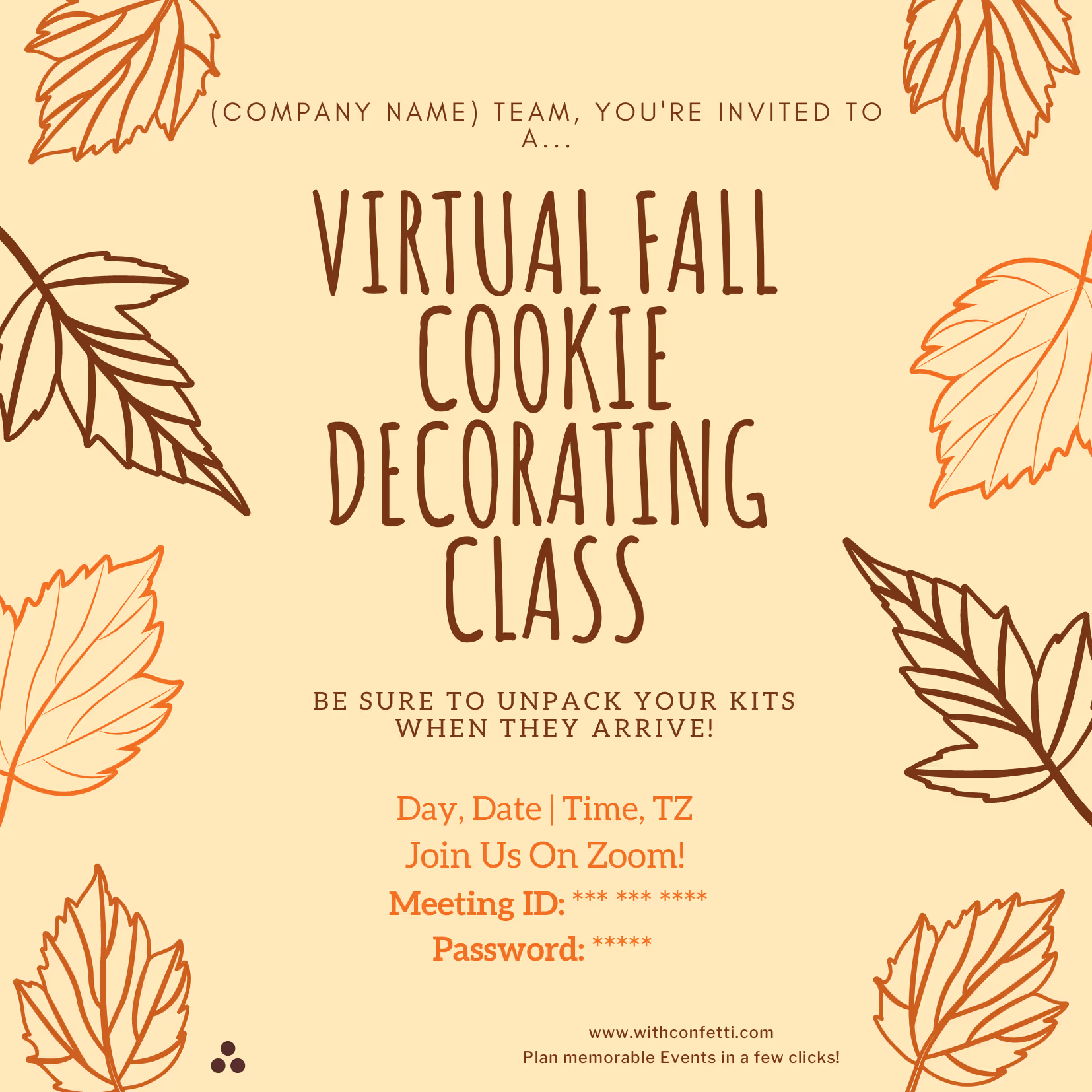 Fall Cookie Decorating Class - Event Invitation Sample