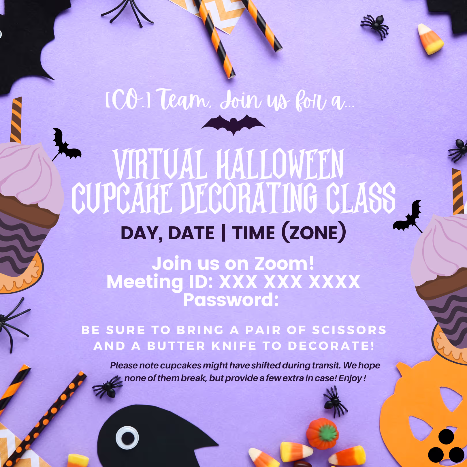 Halloween Cupcake Decorating Class - Event Invitation Sample