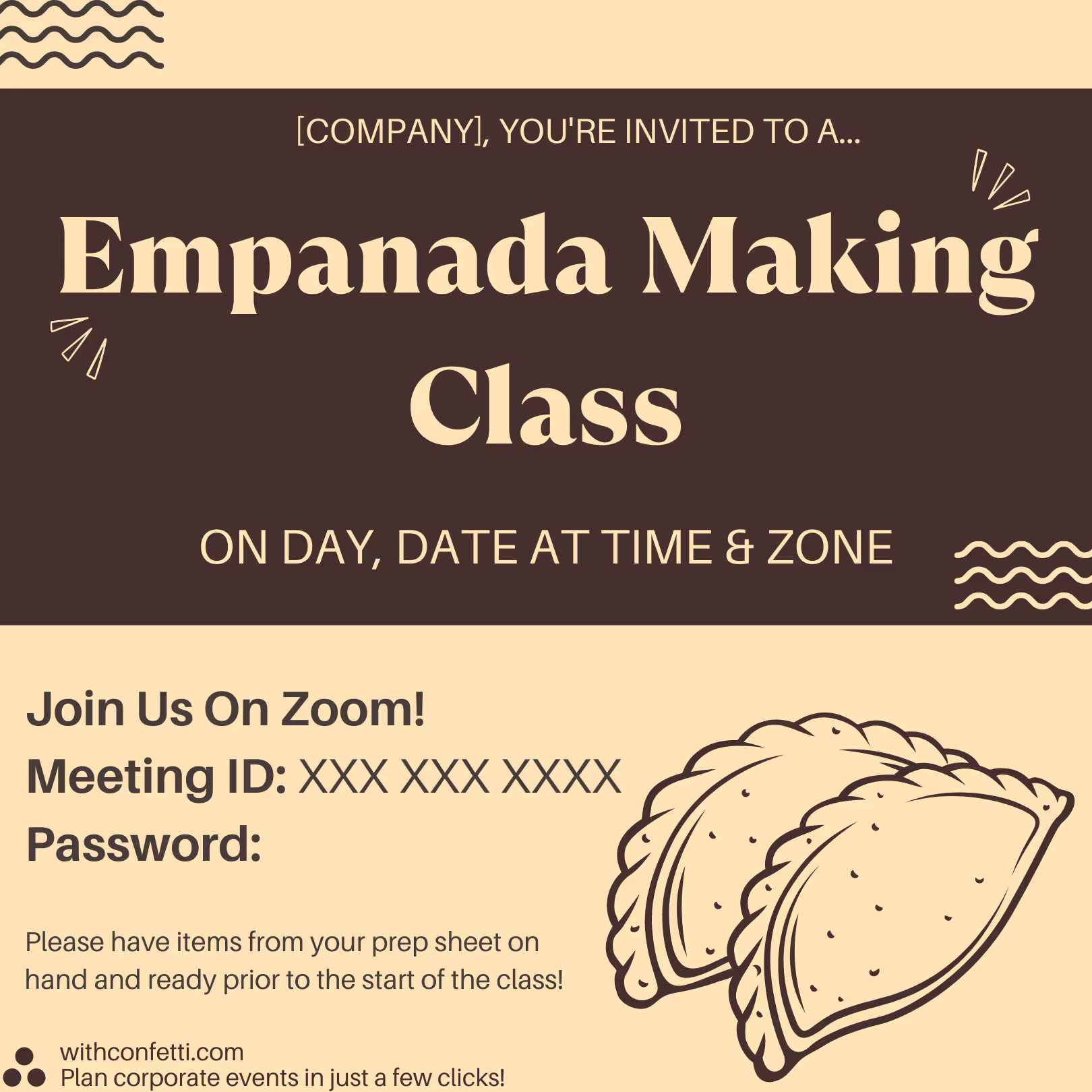 Empanada Making Class - Event Invitation Sample