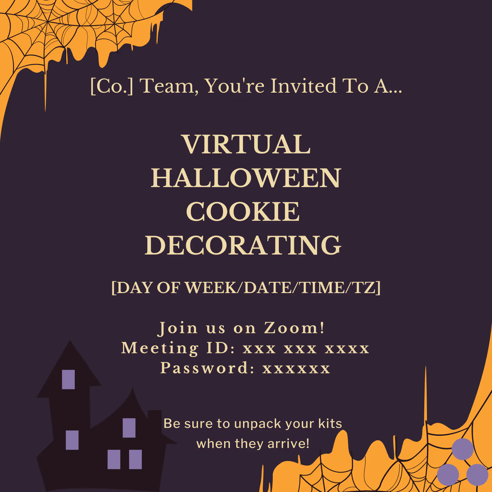 Halloween Cookie Decorating - Event Invitation Sample