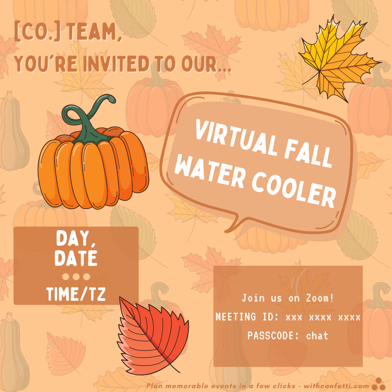 Fall Water Cooler - Event Invitation Sample