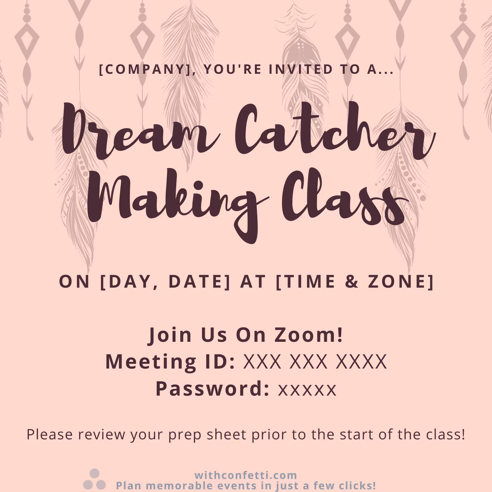 Dream Catcher Making Workshop - Event Invitation Sample