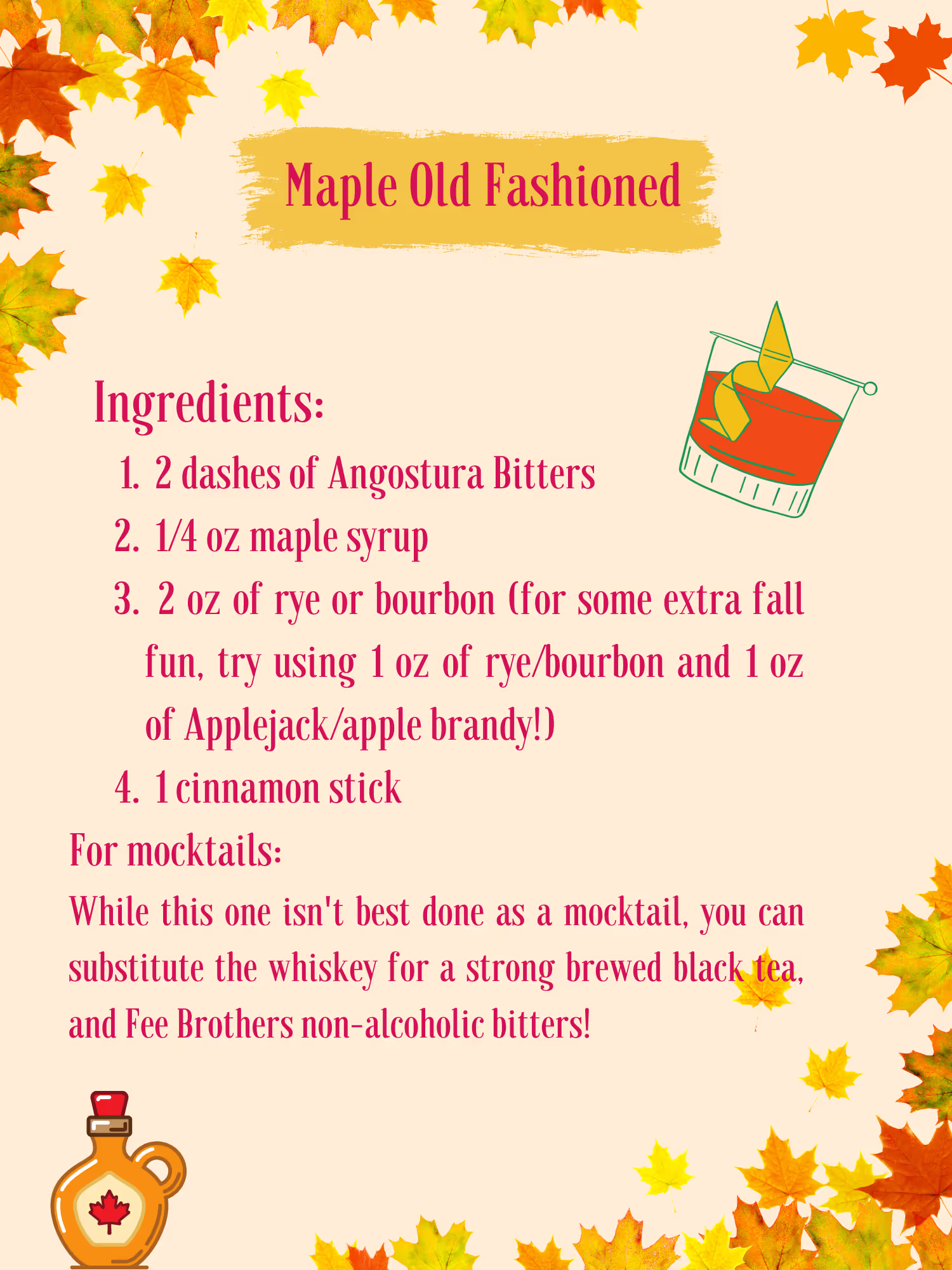 Maple Old-Fashioned Prep List