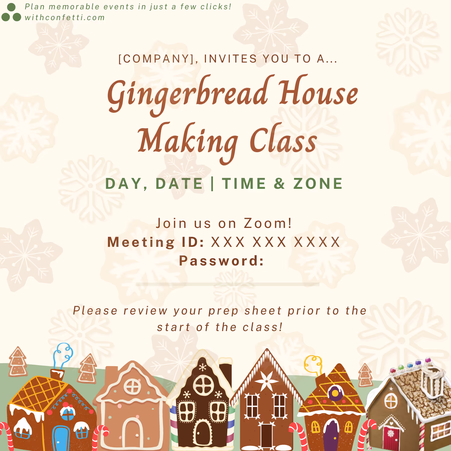 Gingerbread House Making Class - Event Invitation Sample