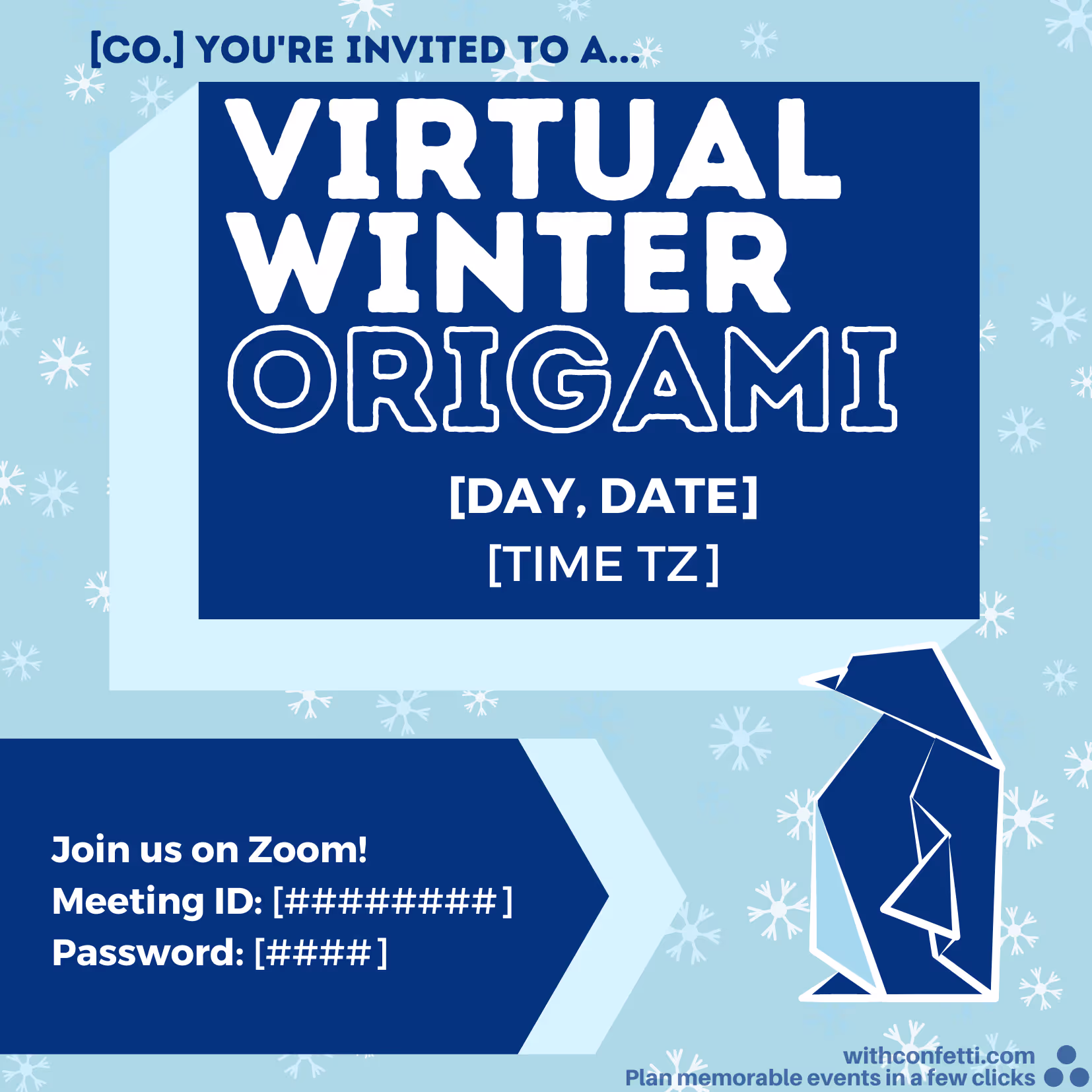 Winter Origami Class - Event Invitation Sample