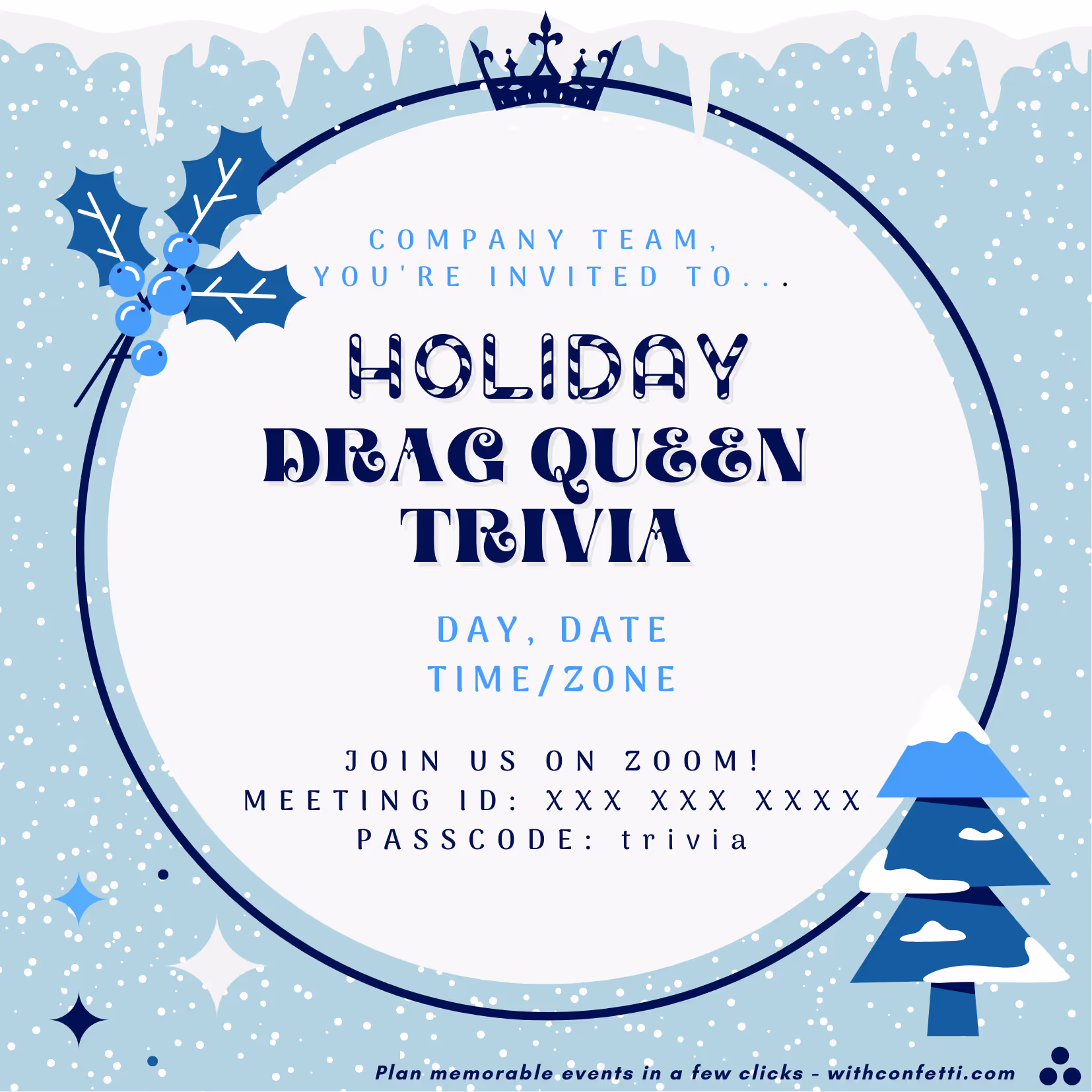 Holiday Drag Queen Trivia - Event Invitation Sample