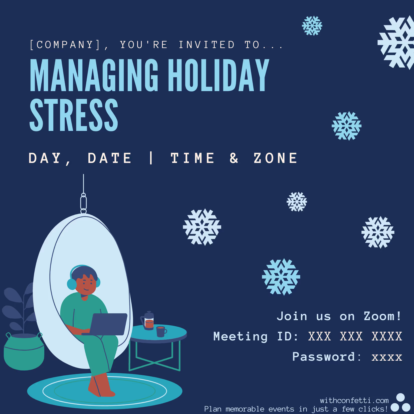 Managing Holiday Stress - Event Invitation Sample