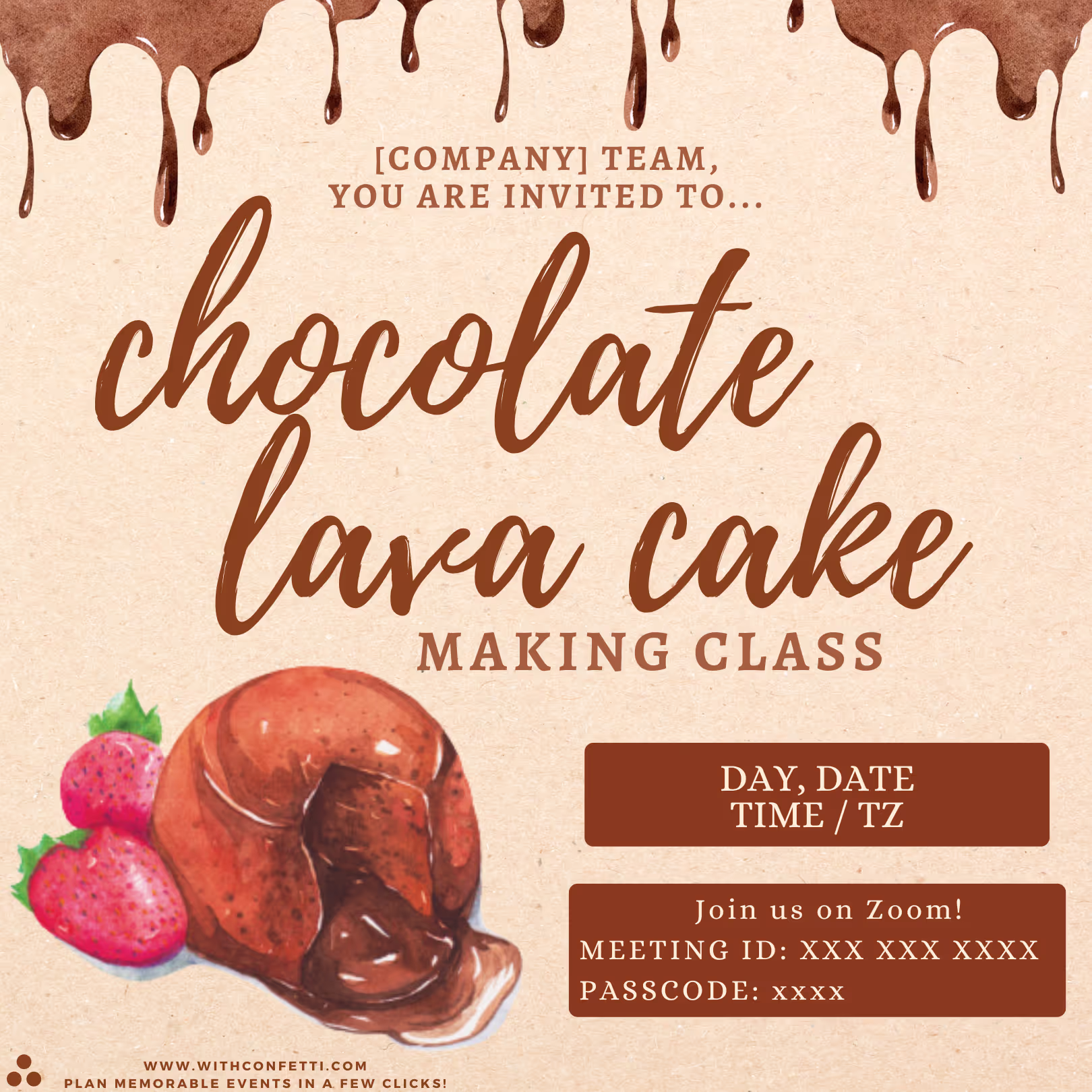 Chocolate Lava Cake Making Class - Event Invitation Sample