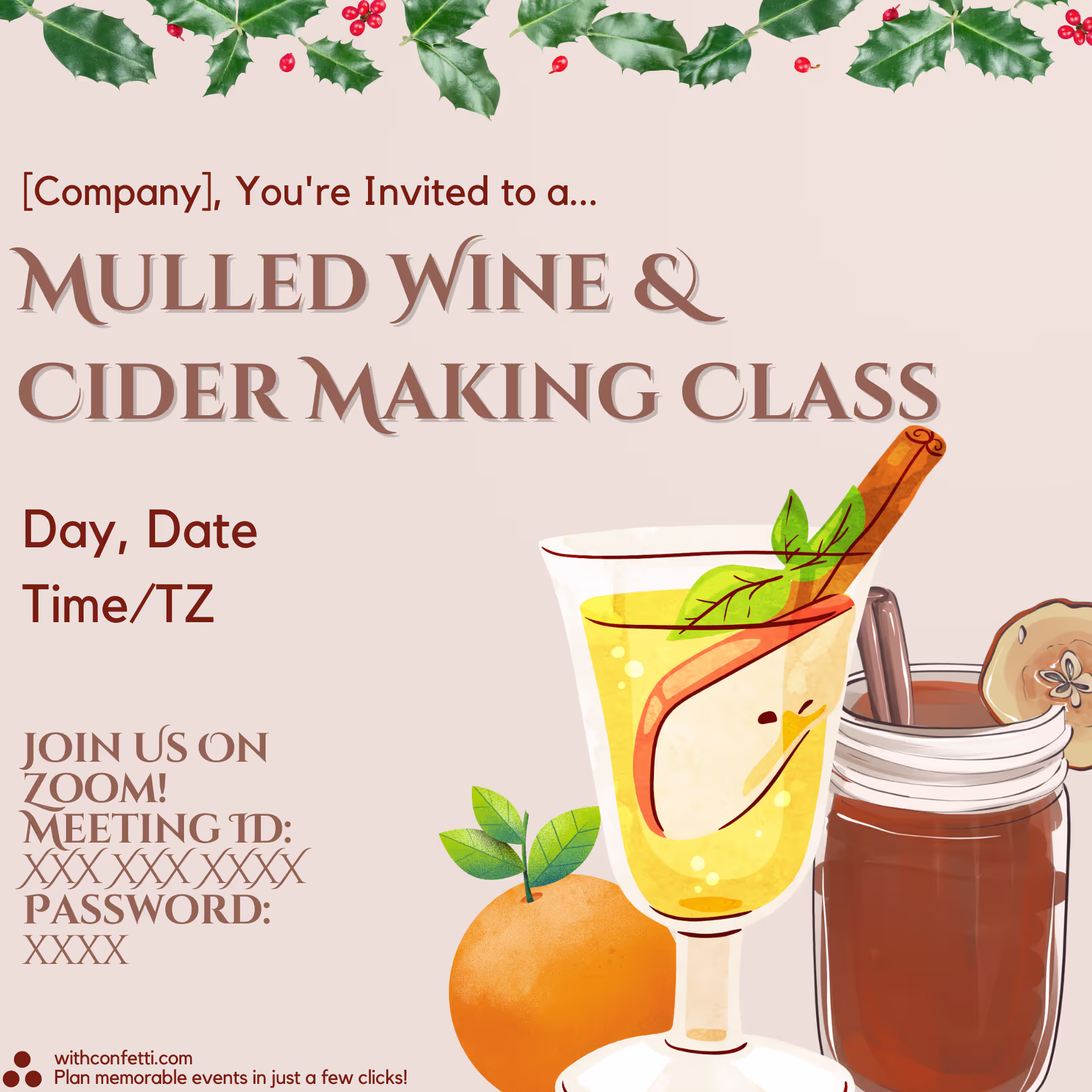 Mulled Wine & Cider Class - Event Invitation Sample 