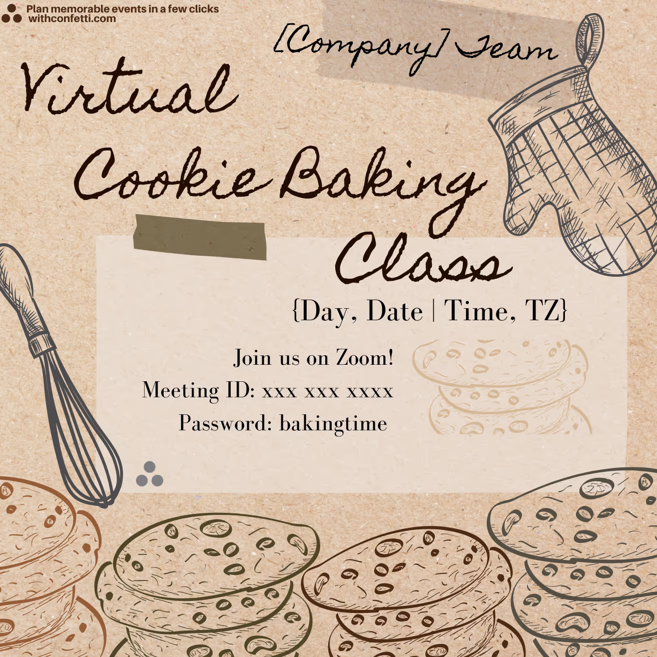 BYO Cookie Baking Class - Event Invitation Sample