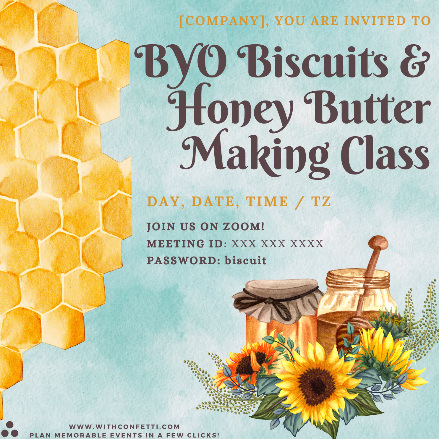 BYO Biscuit Making Class - Event Invitation Sample