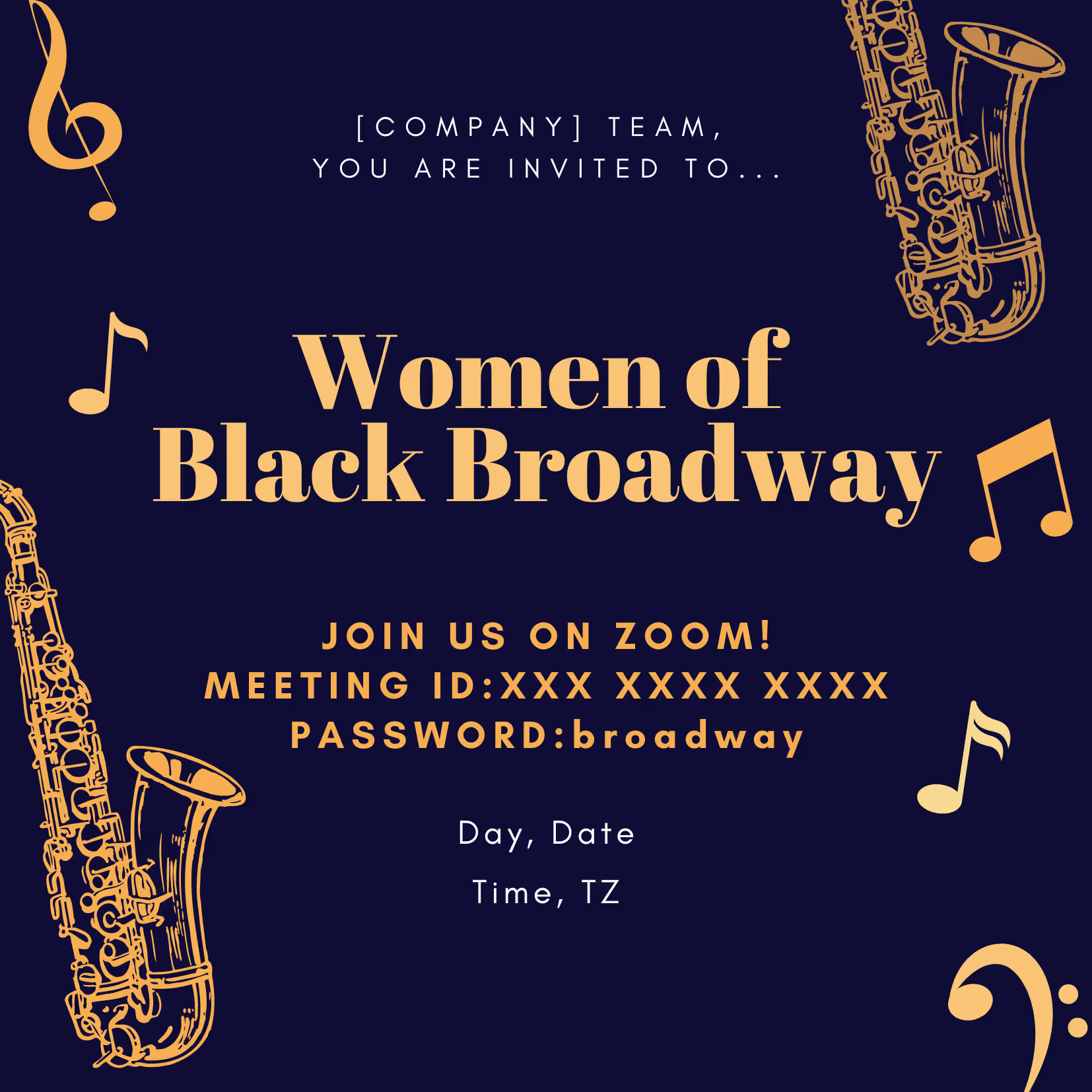 Women of Black Broadway - Event Invitation Sample