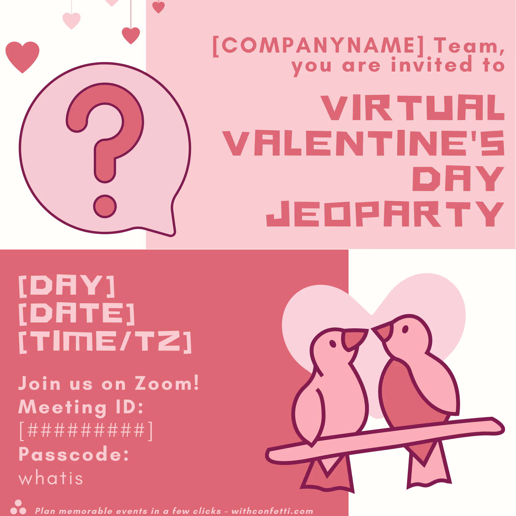 Valentine's Day Jeoparty - Event Invitation Sample