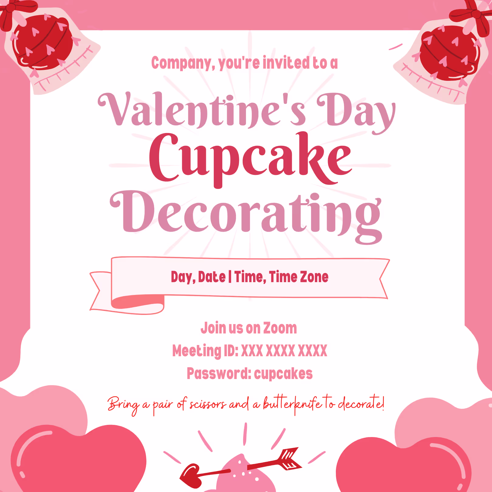 Valentine's Day Cupcake Decorating - Event Invitation Sample