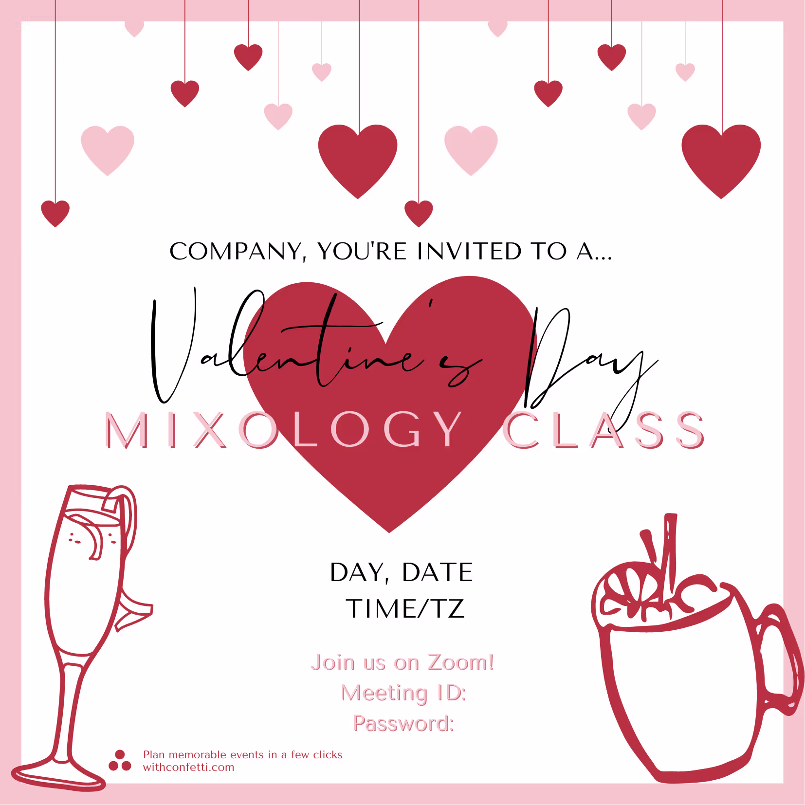 Valentine's Day Mixology Class - Event Invitation Sample