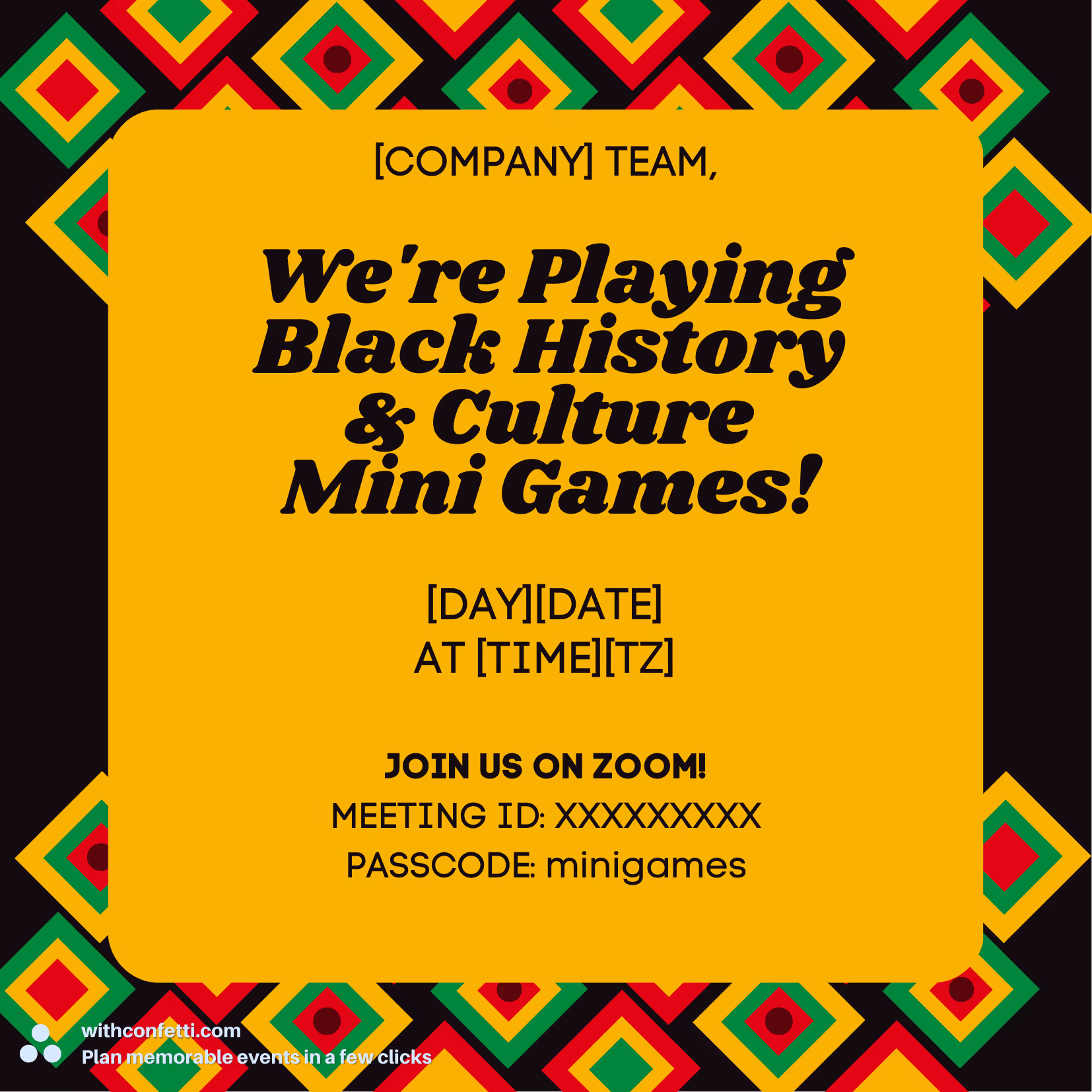 Black History & Culture Mini Games - Event Invitation Sample
